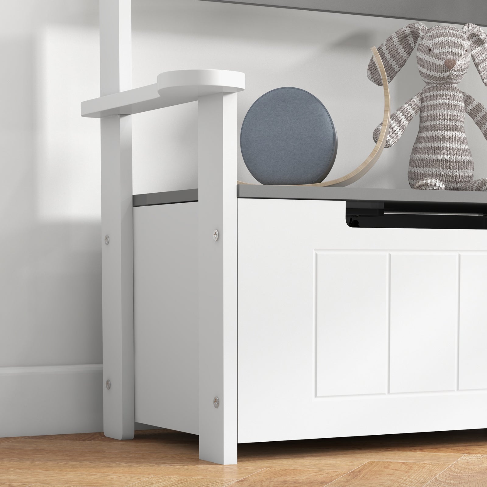2 In 1 Toy Box For Kids With Safety Lid For Bedroom, Nursery | Grey
