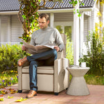 Rattan Recliner Chair, Adjustable Backrest | White
