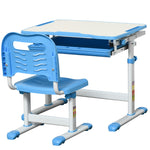 Kids Desk And Chair Set W/ Drawer, Pen Slot Hook | Blue