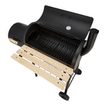 Outdoor Charcoal Bbq Smoker Grill With Side Fire Box, Built-in Thermometer, Wooden Prep Shelves, Storage Rack And Wheels