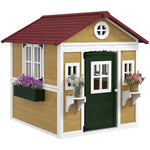 Wooden Playhouse With Doors, Windows, Plant Pots For Kids | Beige