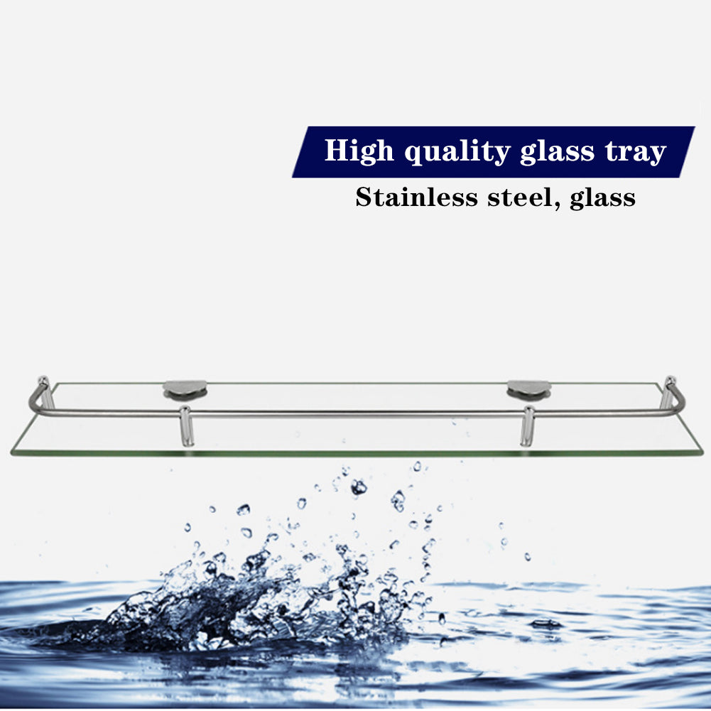 60cm Glass Shelf Tempered Glass 6mm Thick Storage Organizer Wall Mounted Bathroom