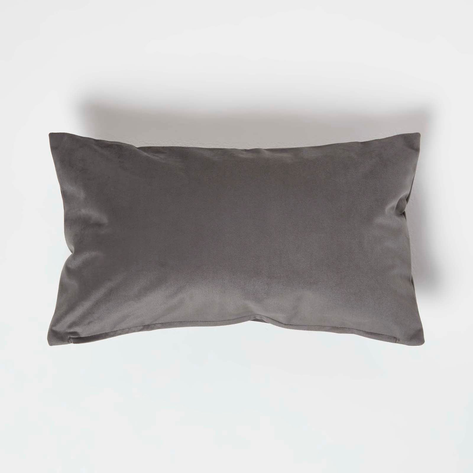 Velvet Cushion With Microfibre Insert | 30cm x 50cm | Grey