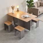 Drop Leaf Dining Table Set With 4 Stools | Grey