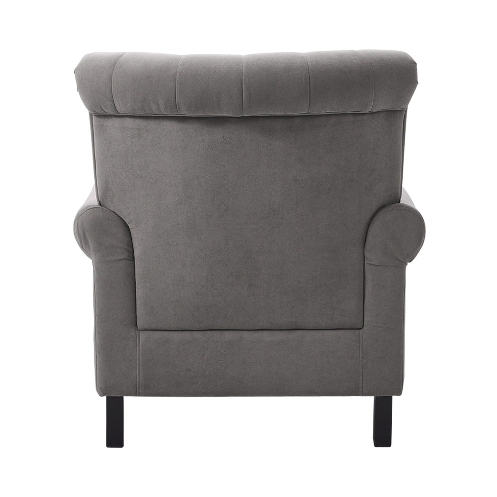 Tufted Upholstered Wingback Armchair– Elegant Accent Chair | Grey