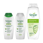 Simple Hair Shampoo Conditioner 400ml & Shower Gel 675ml Bundle