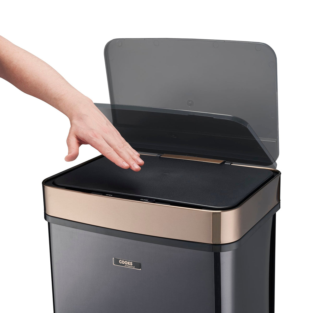 75l Sensor Recycling Bin With Food Caddy | 75L | Black & Copper
