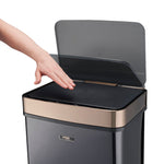 75l Sensor Recycling Bin With Food Caddy & 25 Bin Biodegradable Bags | 75L | Black & Copper