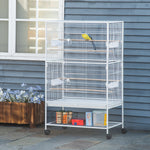 Large Bird Cage Budgie Cage For Finch Canaries Parrot With Stand | White