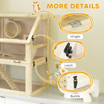 Wooden Hamster Cage W/ Detachable Bottom, Hut, Seesaw, 60 X 40 X 75cm