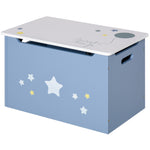 Kids Wooden Toy Box Children Storage Chest Organiser Side Handle Blue