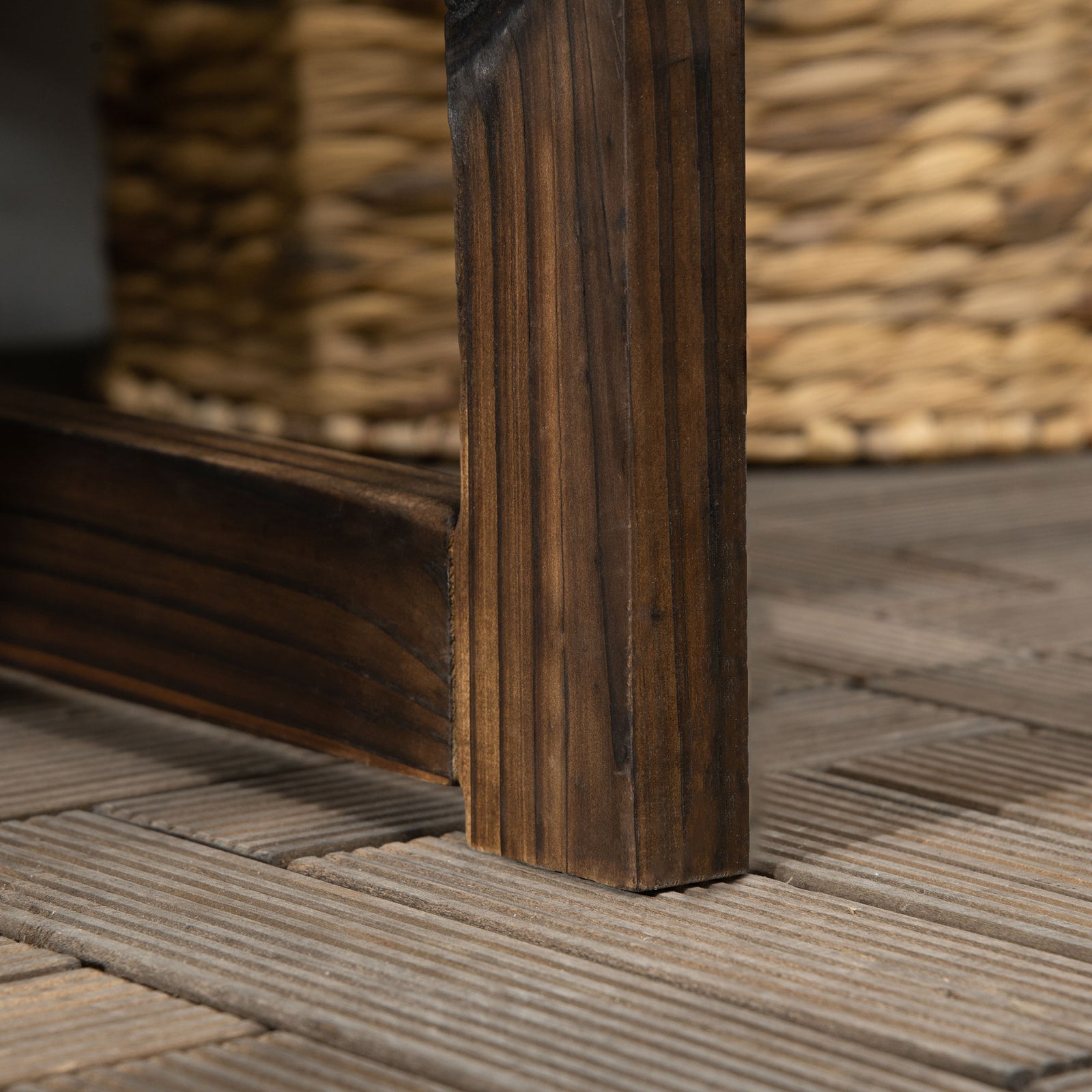 Wooden Bench Patio Loveseat W/ Backrest