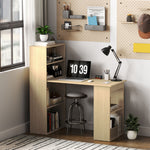 120cm Computer Desk Bookshelf Writing Table 6 Shelves | Natural
