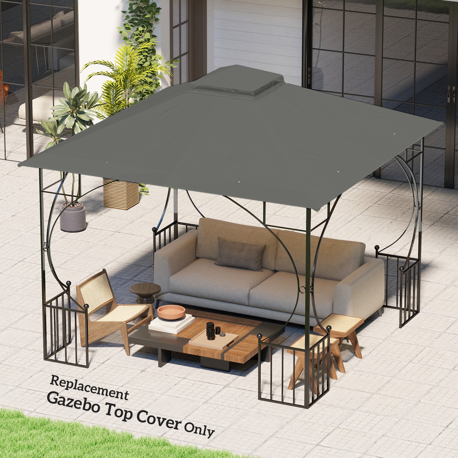 Gazebo Canopy Replacement Cover 3 X 3(m) 2-tier Roof Top