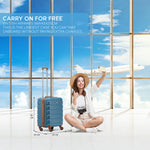 56x45x25cm Large Cabin Carry On Case - Overhead Luggage Suitcase - 4 Spinner Wheels - Abs Shell | 56 x 45 x 25cm | Blue