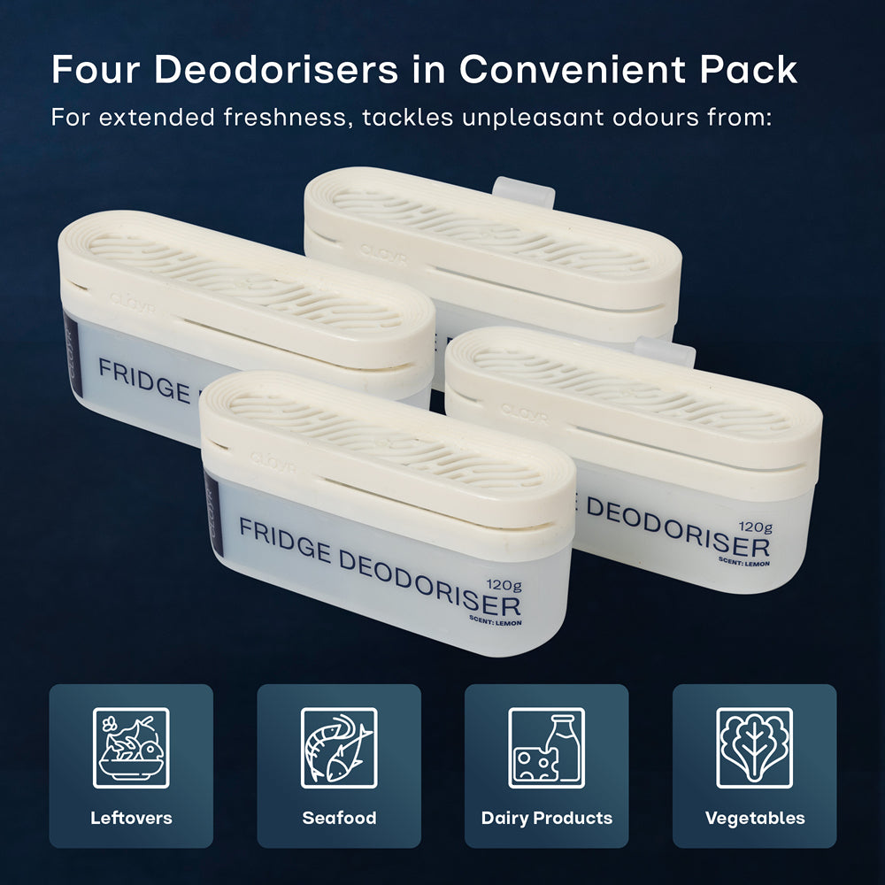 Clayr Fridge Deodoriser 120g Natural Gel 4 Pack - Off White With Clip Hook