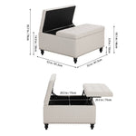 Square Linen Upholstered Storage Ottoman With Lift-top & Flip Design | Beige