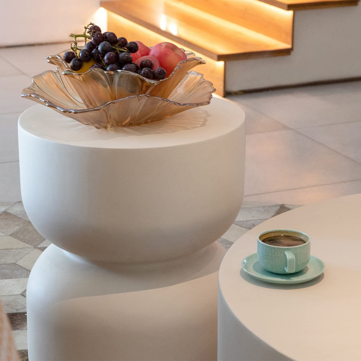 Chronos Grc Side Table | Cream White