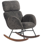 Rocking Chair With Adjustable Headrest Velvet Upholstery | Dark Grey
