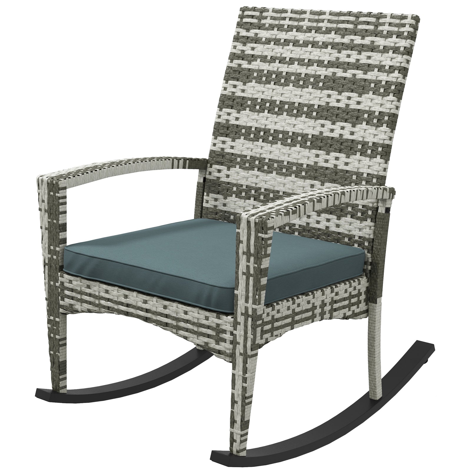 Rattan Rocking Chair Garden Recliner | Dark Grey