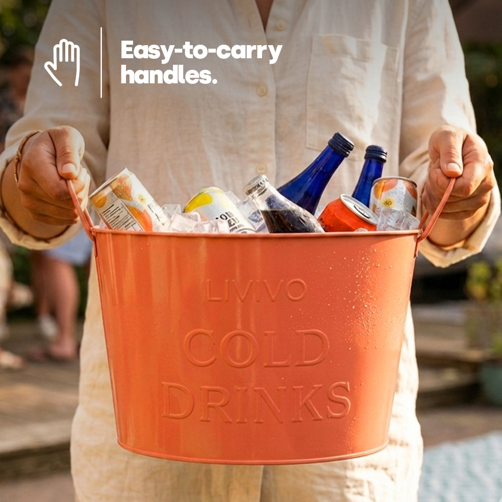 Galvanised Steel Drinks Bucket | Coral