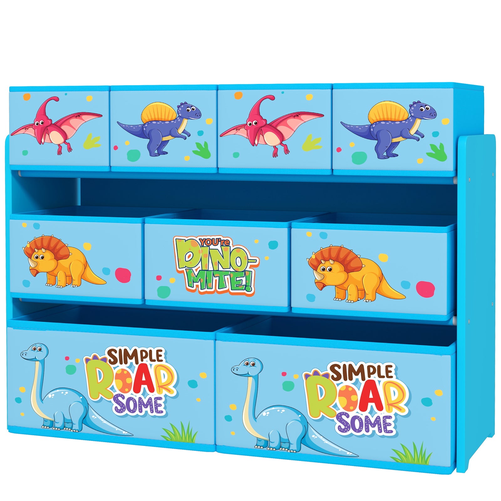 Aiyaplay 3-tier Toy Organiser Shelf With 9 Storage Boxes For Bedroom | Blue