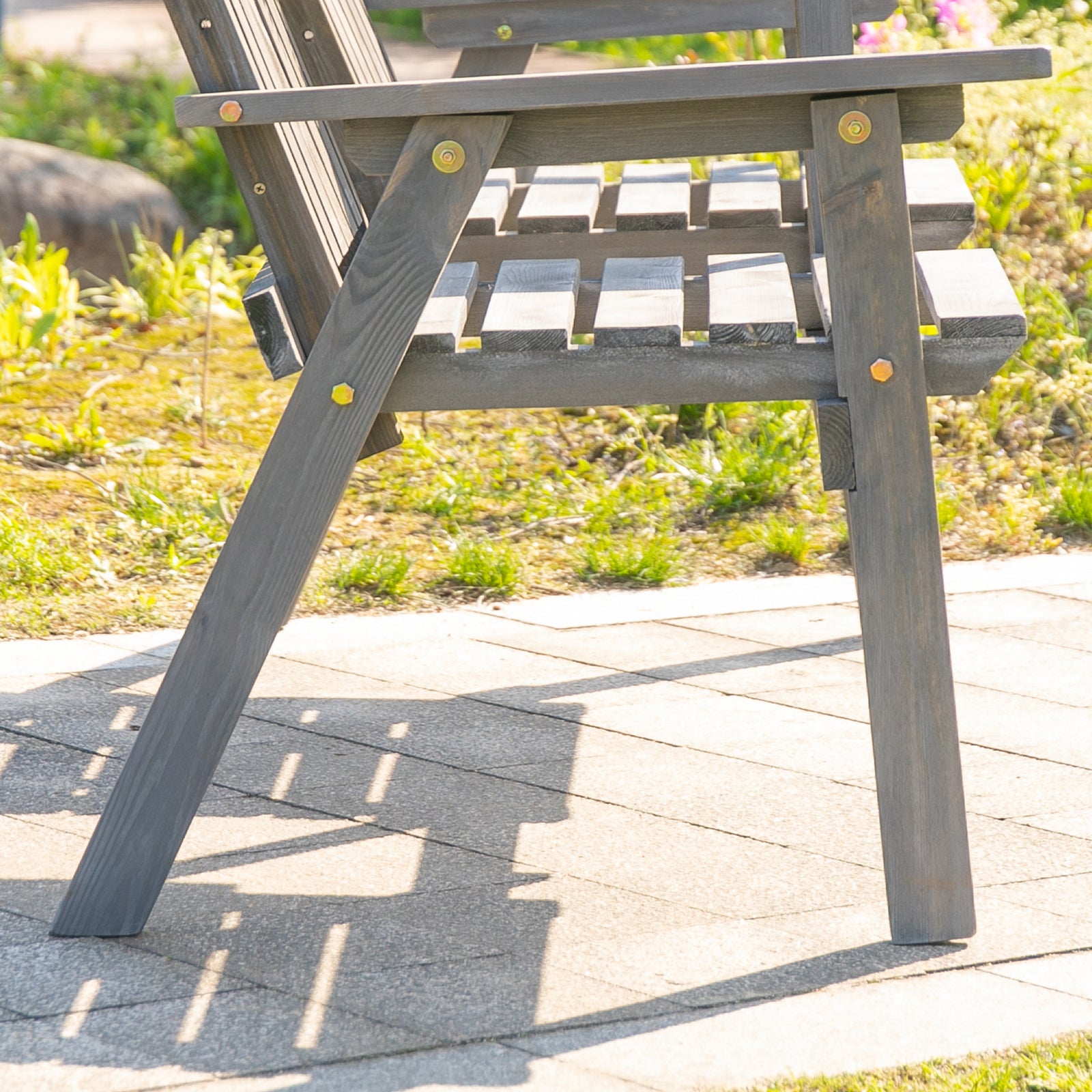 2-seater Wooden Garden Bench W/ Armrest