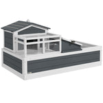 Pawhut Wooden Tortoise House Indoor Outdoor W/ Balcony, Tray, Openable Roof