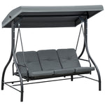 3 Seater Canopy Swing Chair Porch Hammock Bed Rocking Bench | Dark Gray