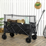 180l Folding Garden Trolley Wagon With Extendable Side Walls | Black