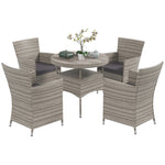Outsunny 4 Seater Rattan Dining Set With Cushions, Double Layer Table