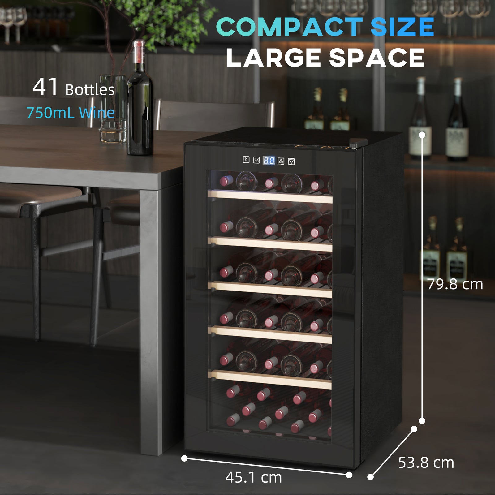 41 Bottle Wine Cooler Fridge, Freestanding