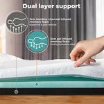 Mattress Topper Memory Foam Bamboo Charcoal Washable Cover | King | White