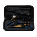 11-piece Hair Cutting Scissors Thinning Shears Set | Blue & Gold