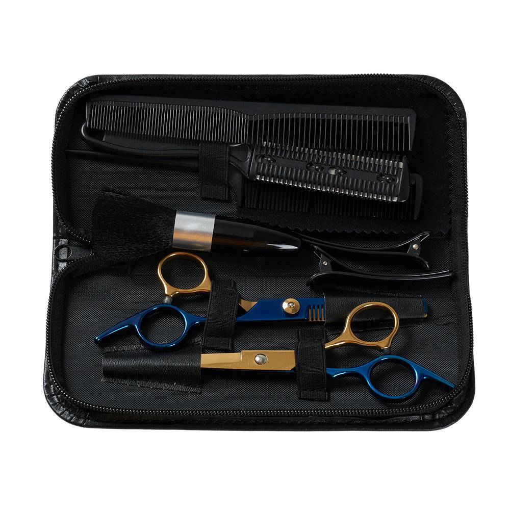 11-piece Hair Cutting Scissors Thinning Shears Set | Blue & Gold