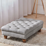 Buttoned Velvet Rectangular Ottoman Footstool With Gourd-shaped Legs