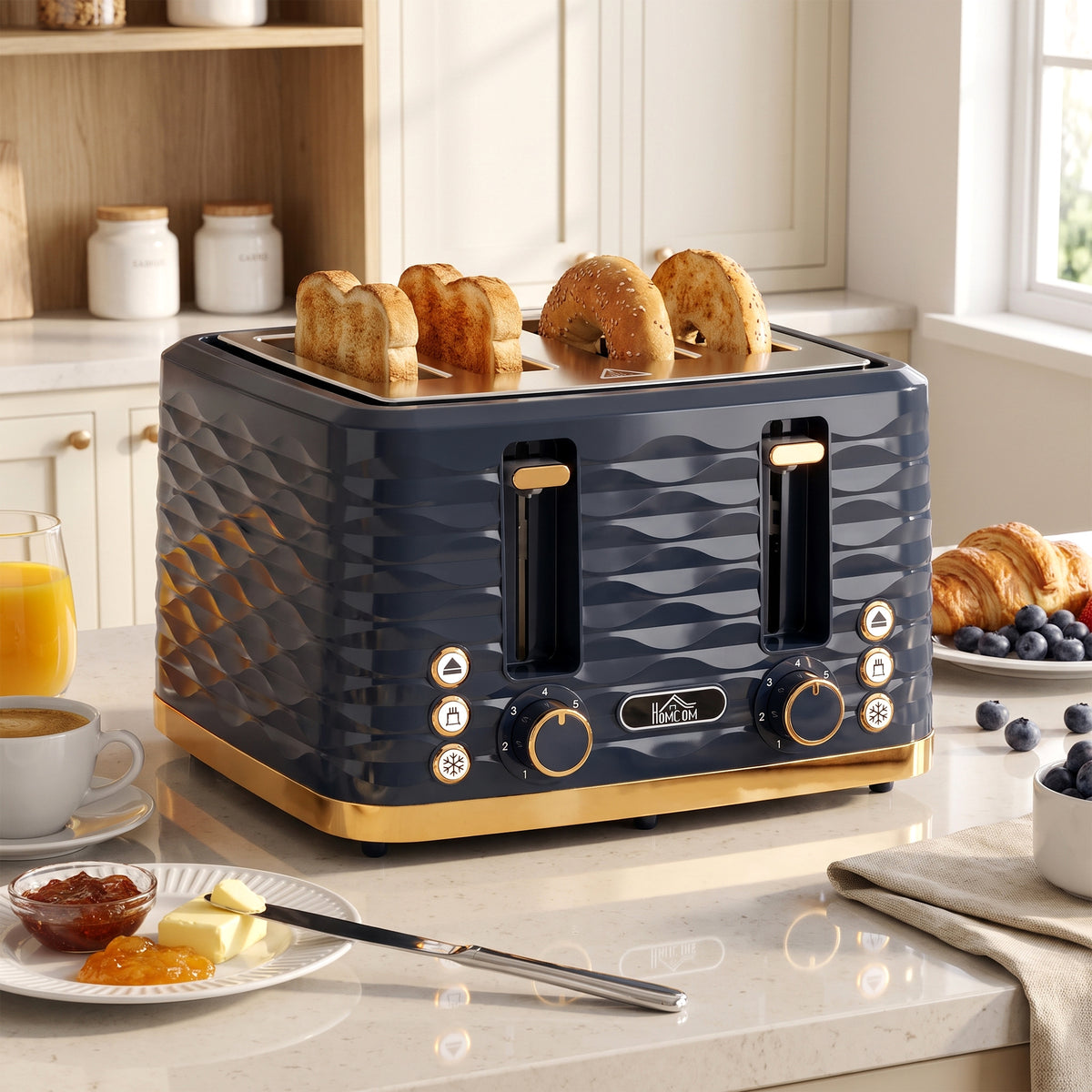 Toaster With 4 Slot, 7 Browning Levels, 1860w, Ripple