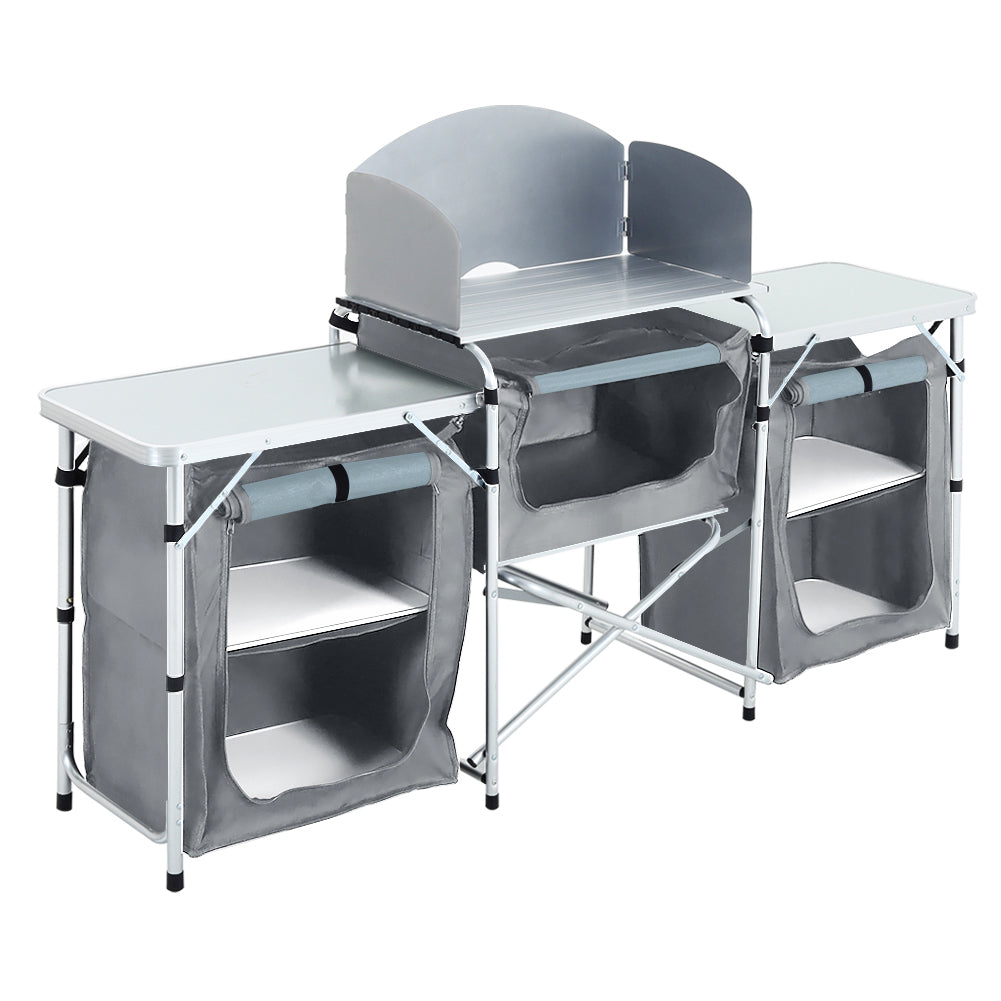 Portable Outdoor Camping Kitchen Unit With Storage Shelves