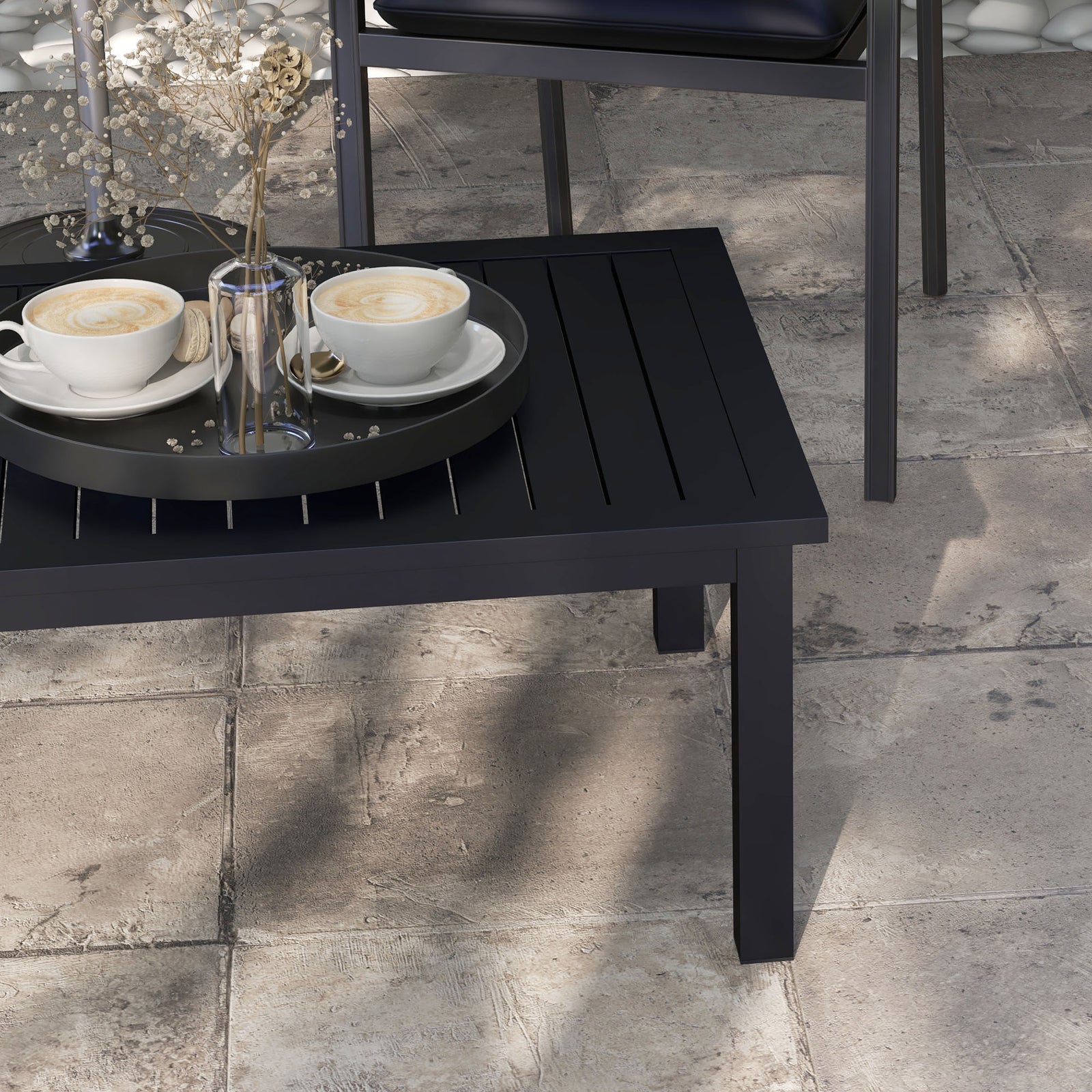 Aluminium Outdoor Coffee Table Patio Table | Black