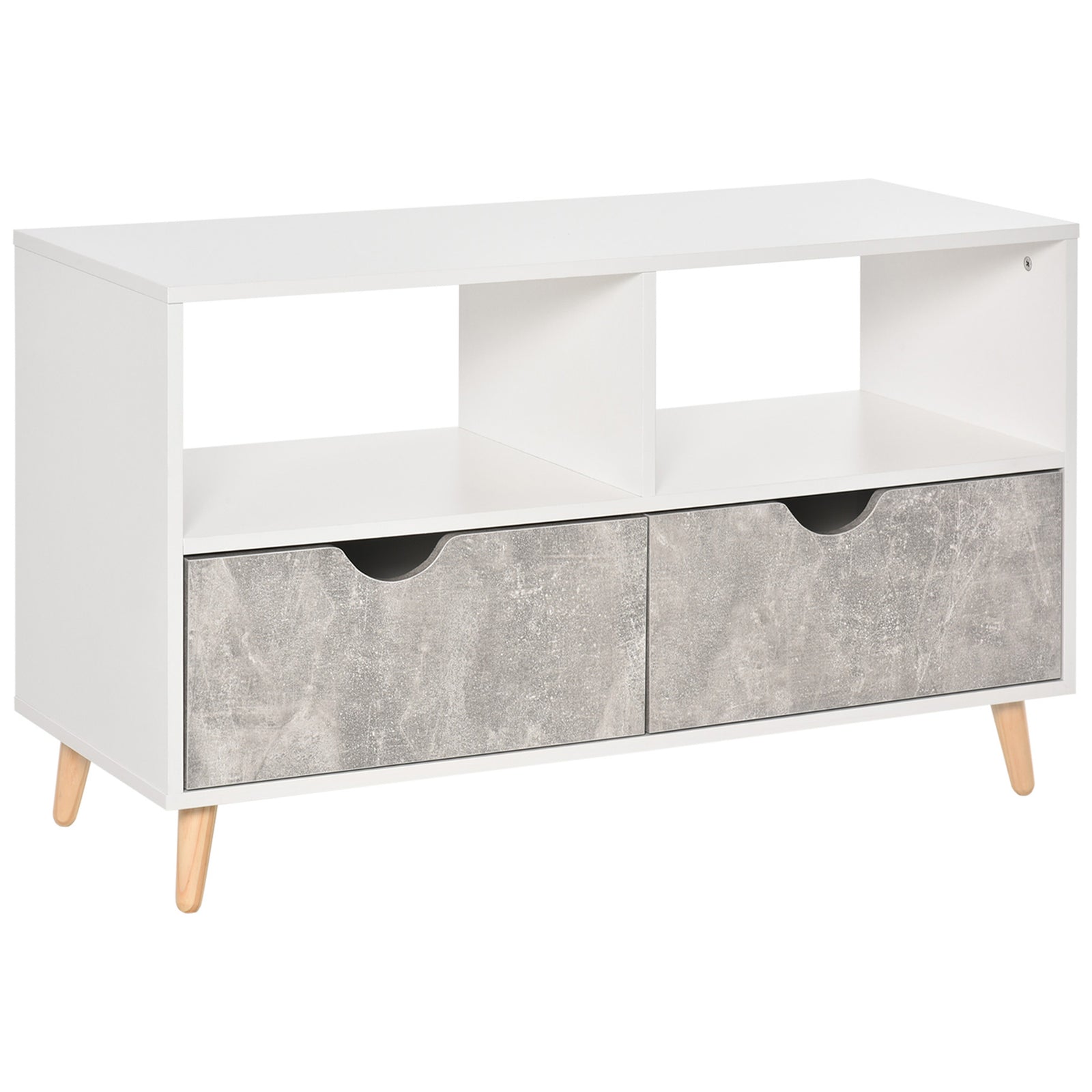 99cm Tv Stand Media Unit Cabinet W/ Shelves Drawers | One Size | Gray