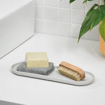Recycled Bathroom Tray - Replaceable head that is screwed in - Closed fit storage cover - Made in the UK | Stone
