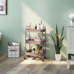 3 Tier Rolling Utility Cart With 3 Mesh Basket | One Size | Pink