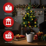 Set Of 2 Solar-powered Pre-lit Artificial Christmas Tree Decorations With Lights