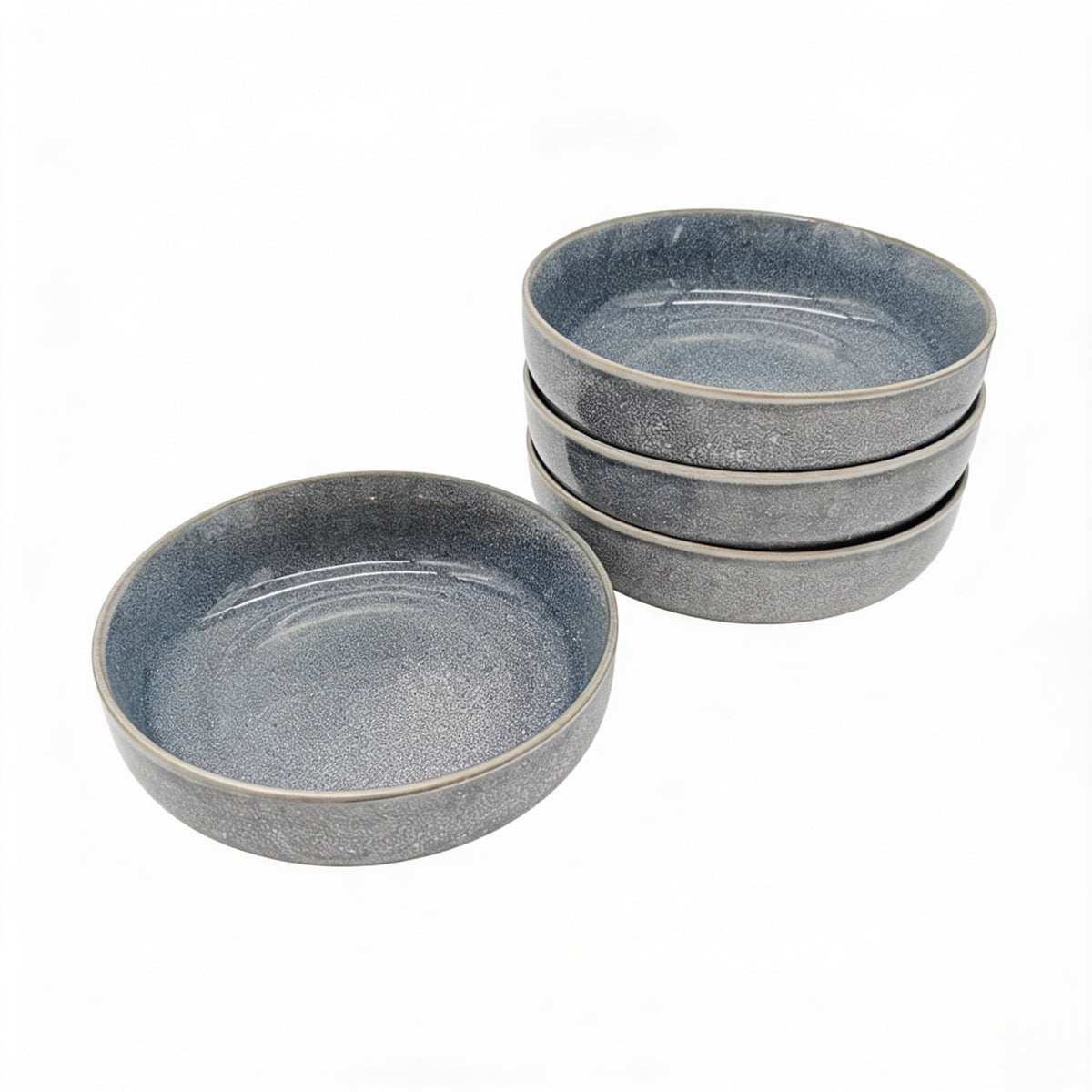 Reactive Ash Blue Glaze Dinnerware Pasta Bowl Set 20cm | Set of 4 | Blue