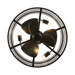 Modern Industrial Black Iron Ceiling Fan Light Quiet 6-speed Small Airflow, Size D60×h20cm