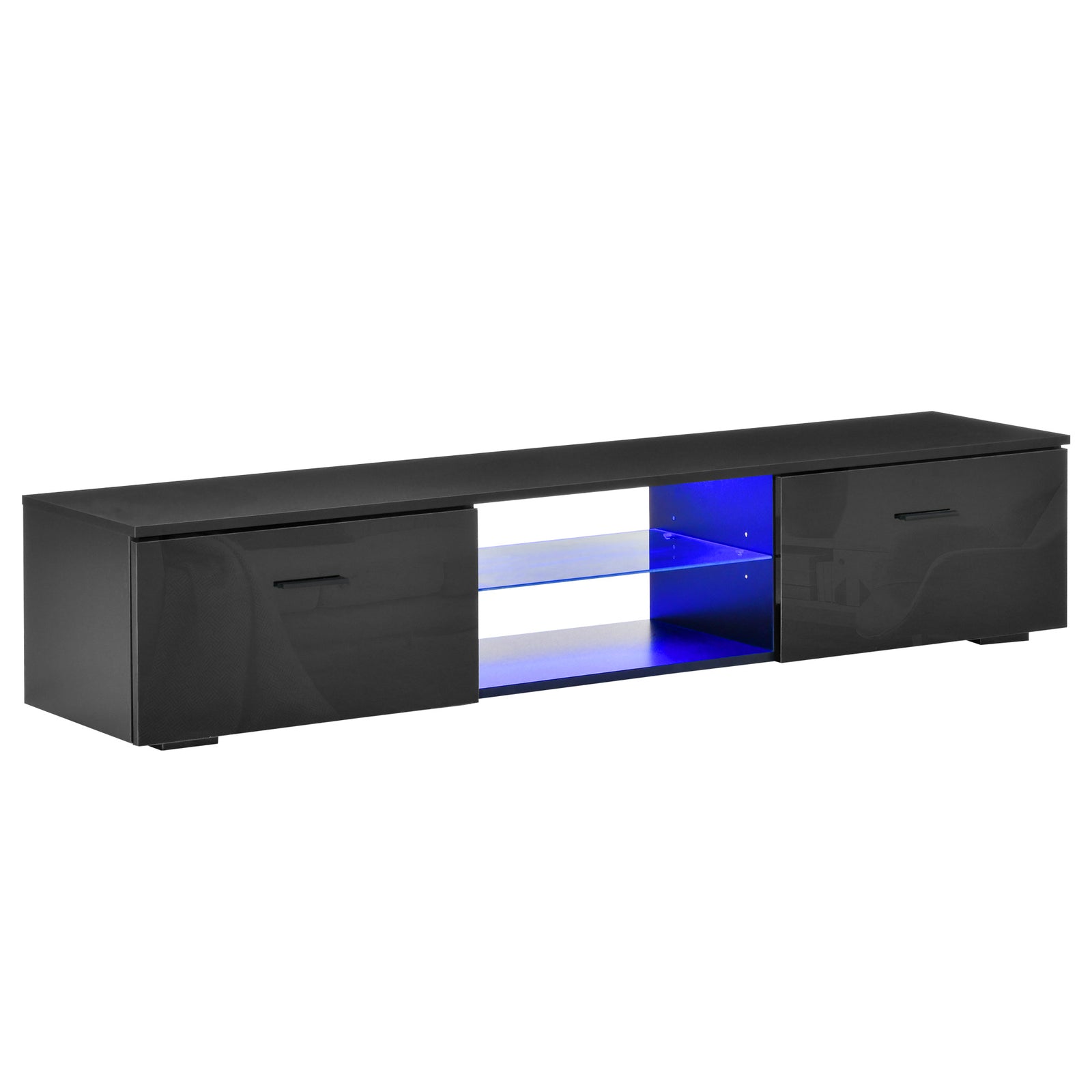 High Gloss Tv Stand With Led Lights Black