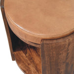 Solid Wood Savoy Leather Stool