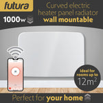 Wifi Curved Designer Electric Radiator Panel Heater White Wall Mounted Timer And Thermostat | White