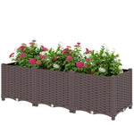 Plastic Raised Garden Bed With Legs And Drainage Holes And Plugs | L | Brown