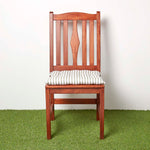 Striped Seat Pad With Straps 100% Cotton, 40 X 40 Cm | Set-of-1 | Grey & White